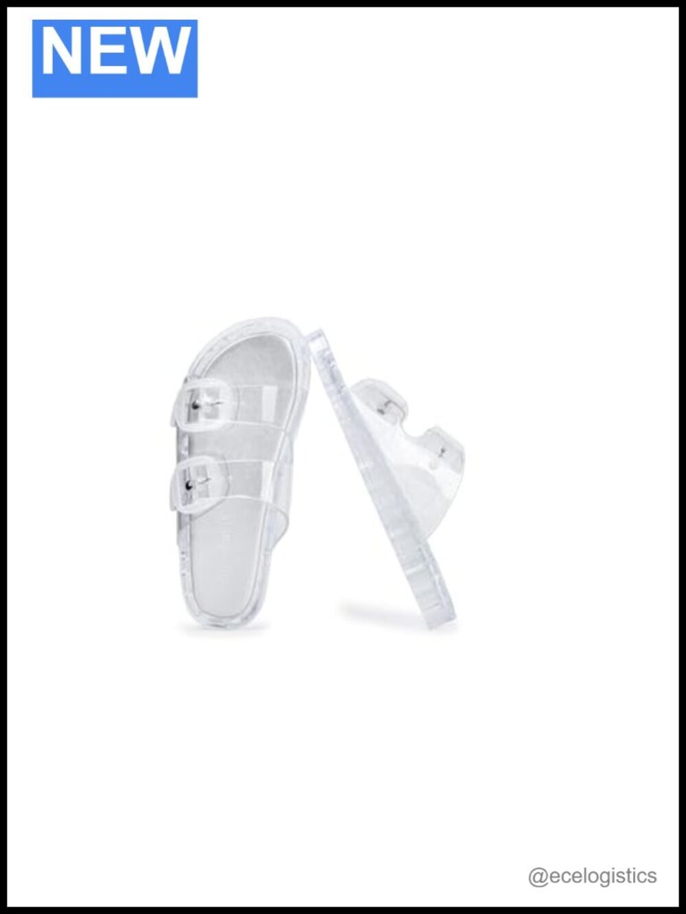Jelly Platform Slide Sandals Double Buckle Waterproof Summer Beach Slides